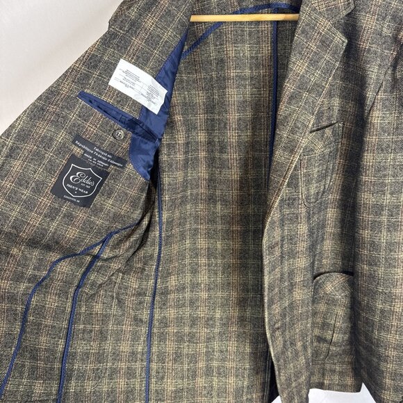 Bugatti Made In Germany Wool Plaid Casual Blazer Brown Tan Check Men 40 - Picture 7 of 11